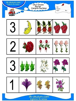 Çocuklar İçin sayı Çalışma Sayfaları 